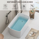 49'' Acrylic Freestanding Soaking Bathtub, Square-shape Japanese Soaking Hot Tub, Chrome Overflow W1573P210468
