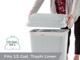 (2 pack) Kitchen Trash Can, 13 Gallon Plastic Garbage Bin with Swing Top Lid, Light Gray 60737830