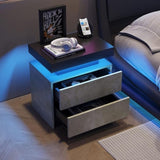 ZNTS Nightstand LED Bedside Table Cabinet Lights Modern End Side with 2 Drawers for Bedroom W2178138727