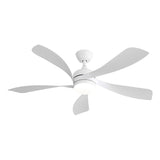 52 Inch Modern Ceiling Fan With 5 ABS Blades Remote Control Reversible DC Motor White For Bedroom W934P187539