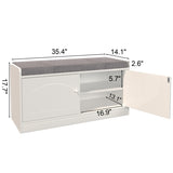 Shoe Storage Bench with 2 Door Cabinet, Entryway Bench with Shoe Storage, Shoe Bench with Cushion, W760P206351