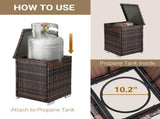 40*40*57cm Iron Frame Gas Bottle Storage Rattan Side Table Brown Gradient 89026297