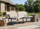 Luna Outdoor Patio PP Loveseat, Black Frame with Beige Cushion N775P272741B
