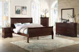 1pc Cherry Finish Five Drawers Louis Philip Chest Solid Wood Contemporary Sleek Ample Storage B011P170035