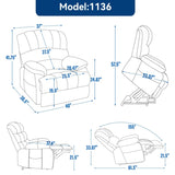 ZNTS 23" Seat Width and High Back Large Size Beige Chenille Power Lift Recliner Chair with 8-Point W1803P236297