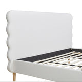 Stockholm Modern Wavy Headboard Platform Bed, King, Antique White Polyester B2719P238206