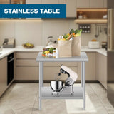 24''*24 Commercial Work Table for Restaurant and Home Stainless Steel Kitchen Prep Table with Under W3167P303035
