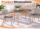1 Table 2 Chairs Table Set, Oval Tabletop, MDF & Metal Frame, KD Assemble 59100001