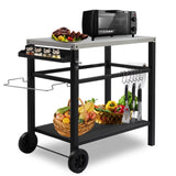 ZNTS Stainless Steel Flattop Grill Cart, Movable BBQ Trolley Food Prep Cart, Multifunctional Worktable 87068651