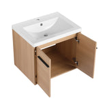 ZNTS LEVISTAR Oak 24 Inch Bathroom Vanity with resin Countertop Sink, 2 Doors Bathroom Cabinet Set W1972P165042