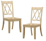 ZNTS Casual Buttermilk Finish Side Chairs Set of 2 Pine Veneer Transitional Double-X Back Design Dining B01143555