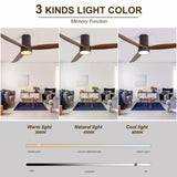 52 Inch Flush Mount Ceiling Fan with LED Light and Remote Control Solid Wood Blades 85783456