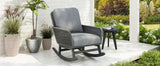 Contemporary Minimalist Gray Wicker Rocking Chair with Soft Polyester Cushions and Durable Wooden N767P229004G