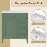 ZNTS 30'' Bathroom Vanity with Top Sink, Modern Bathroom Storage Cabinet with 2 Drawers and a Tip-out 96034460