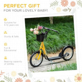 Youth Scooter with Adjustable Handlebars and plastic basket 16" Inflatable Rubber Tires -Orange 53076572