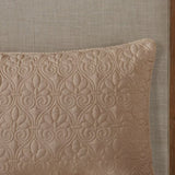 3 Piece Split Corner Pleated Quilted Bedspread Khaki Queen B035129056