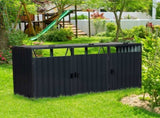 Garbage Bin Shed Stores 3 Trash Cans Metal Outdoor Bin Shed for Garbage Storage,Stainless Galvanized W540120221