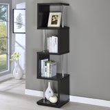 Black and Chrome 4-Tier Bookcase B062P153775