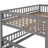 ZNTS Bunk Bed with Slide,Full Over Full Low Bunk Bed with Fence and Ladder for Toddler Kids Teens Gray 86635158