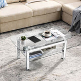 Rectangle Tempered Glass Coffee for Livingroom, Tea for Waiting Room, Modern Side Coffee W1005P261281