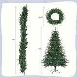 ZNTS 6FT Pre-Lit Aspen Fir Artificial Christmas Tree with Wreath & Garland,Grass Green Xmas Tree with 380 21108822