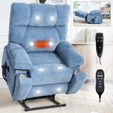 Blue Heat Massage Dual Motor Infinite Position Up to 350 LBS Large Electric Power Lift Recliners W1803P264051