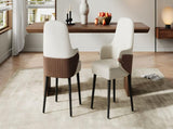 Indoor Dining Chair Set of 2, Beige & Brown Two-Tone Fabric Armchair with Sturdy Frame, Modern N779P370716L