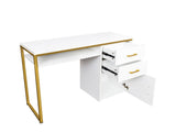 White particleboard and iron pipe, 97*35*78cm, 2 drawers and 1 door, computer desk, suitable for 09186500