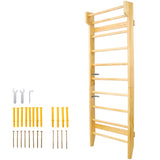 Gymnastics Wood Stall Bar, Multi-use Swedish Ladder- Wall Mounted Pull Up Bar-Physical Therapy for W465P208411