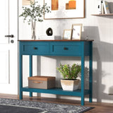 Farmhouse Style Console Table 2 Drawer and Bottom Storage Shelf for Entryway, Rustic Side Table W2557P271250