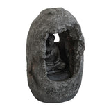 ZNTS 8.3x5.9x13.6" Decorative Gray Tabletop Water Fountain with Sitting Buddha and LED Light, for Indoor W2078138938