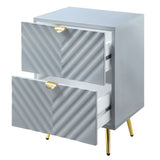 Grey High Gloss 2-drawer Nightstand B062P186417