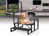 Heavy Duty 3-Step RV Step Stool with Adjustable Handrail 660LBS Capacity Metal Stairs 85763373