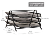3-Tier Paper Tray, Desktop Organizer, File Storage Metal, 11.5"L x 13.75"W x 10"H, Black 73431755
