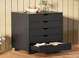 5 Drawer Storage Cabinet with Wheels for Bedroom, Home, Office Organization, Black 65763658