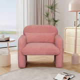 ZNTS Stylish and Minimalist Teddy Fleece Single Sofa Chair with Arms and Pillow, Armchair, Accent Chair W1716P196472