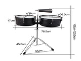 Percussion 13" & 14" Timbales Drum Set with Stand and Cowbell Black 80488868
