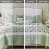 6 Piece Cotton Percale Quilt Set with Throw Pillows Full/Queen B035P294112