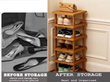 6-Tier Stacked Shoe Rack Unit, Bamboo Square Shoes Organizer, Freestanding Storage Shelf 36606086