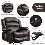 Massage Swivel Rocker Recliner Chair with Vibration Massage and Heat Ergonomic Lounge Chair for W1521130741
