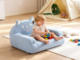 Kids Armchair Toddler Reading Sofa, Full Compression, Teddy Velvet Cute Blue Dog Shape Kids Sofa 66577418