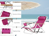 2 Pack 4-Position Adjustable Folding Beach Chairs, Heavy Duty Steel Frame 84208198