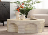 MgO Modern Minimalist Round Accent Coffee Table with Unique Arched Cutout Base, No Assembly W3081P440608