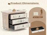 () 3-Drawer Cabinet with Carved Interior and Socket P2 MDF Solid Wood Legs 59459168