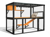Wooden Catio Outdoor Cat Enclosure Large Cat House for Mulitiple Cats Walk ,Indoor 4 Tier Cat 31203530