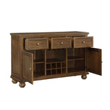 ZNTS Cherry Finish Traditional Style 1pc Server of Drawers Storage Cabinet w Adjustable Shelf 8-Bottle B011113352