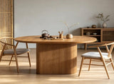 Oval Kitchen Dinner Table 47.24 Inch Dining Table With Hollow Base for 4 40049683