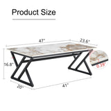 A coffee table is made of rock slab material, with a natural and smooth marble pattern on the W1151P154285