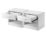 1-Drawer Bedside Table with Open Space 2pcs Particleboard with Textured Melamine Surface 99731564