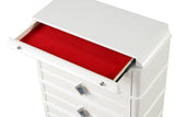 Laguna Modern Style 4-Drawer Chest Made with Wood, Hidden Jewlry Drawer and Crystal Accents in White B009P270826